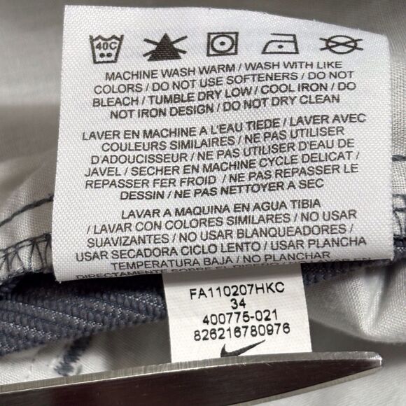 Nike Golf Shorts Mens Size 34 Gray Striped Flat Front 10.5” Inseam Performance - Picture 9 of 9